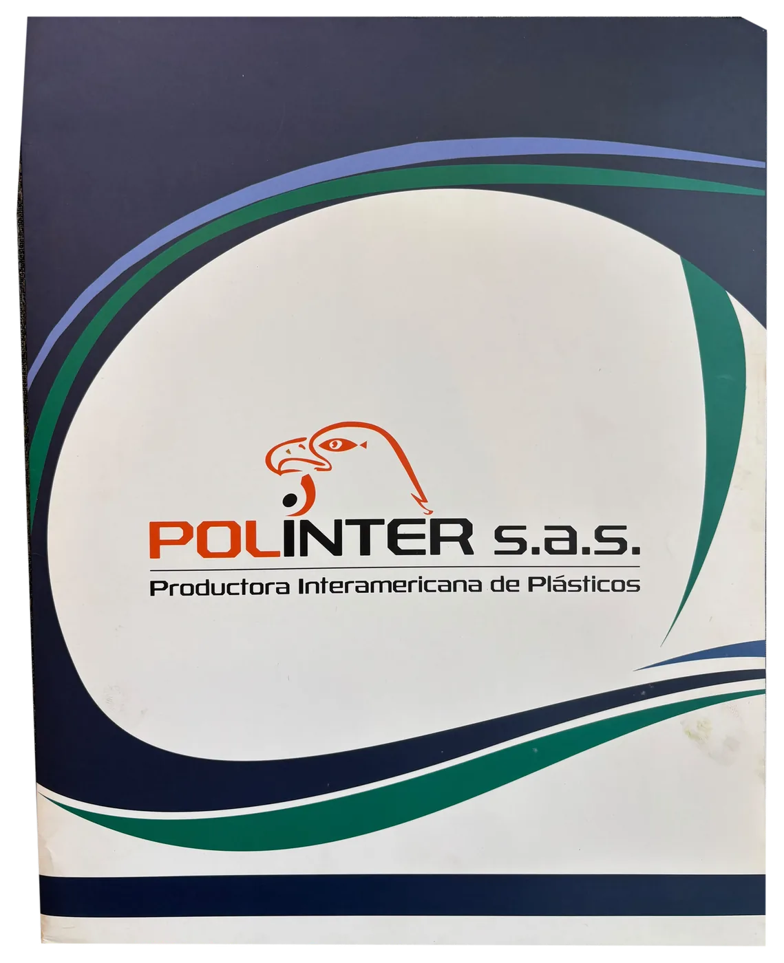 Carpeta corporativa con diseño en curvas
