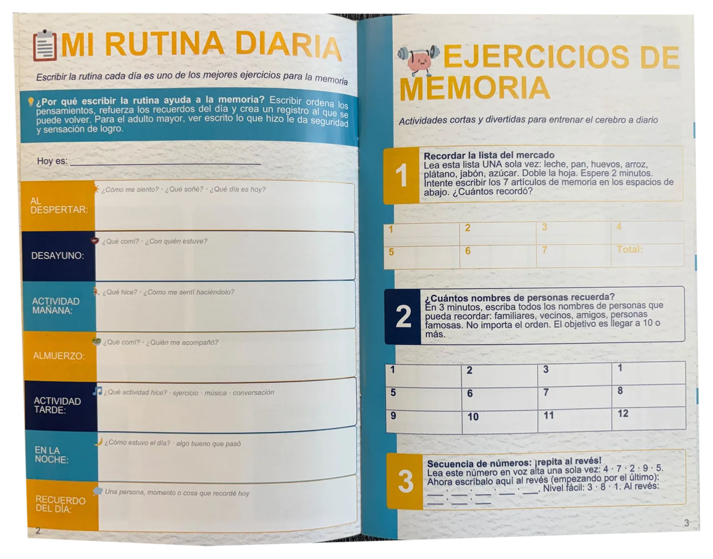 Páginas interiores de cuadernillo de actividades