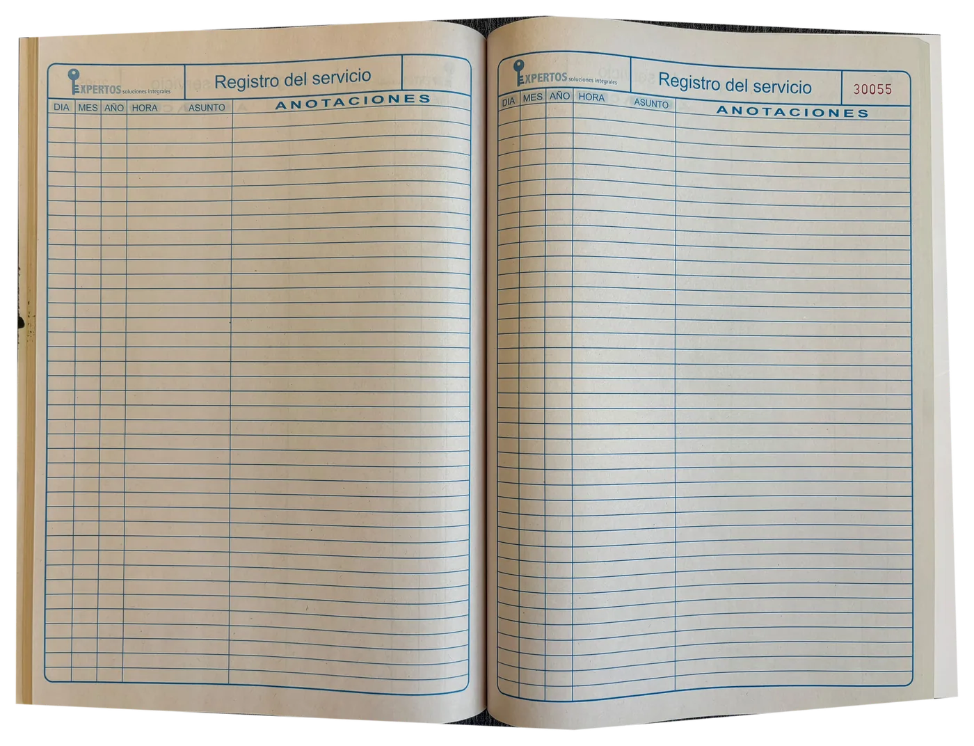 Libro de registro y anotaciones abierto